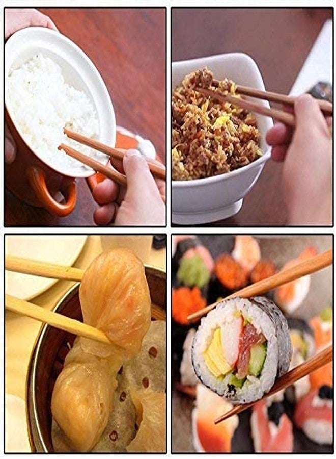 SCHUBERT Set of 10 Pairs Designer Natural Round Bamboo Reusable Chopsticks, Size 9.5 Inch(Color & Design May Vary) - Image 3